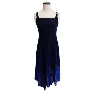 VTG 90s Betsy & Adam Metallic Blue Black Gown Size S Prom Gothic Retro Vampy Y2K